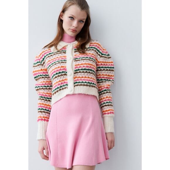 NWT Zara Striped Knit Cardigan Jacket. - Picture 1 of 9